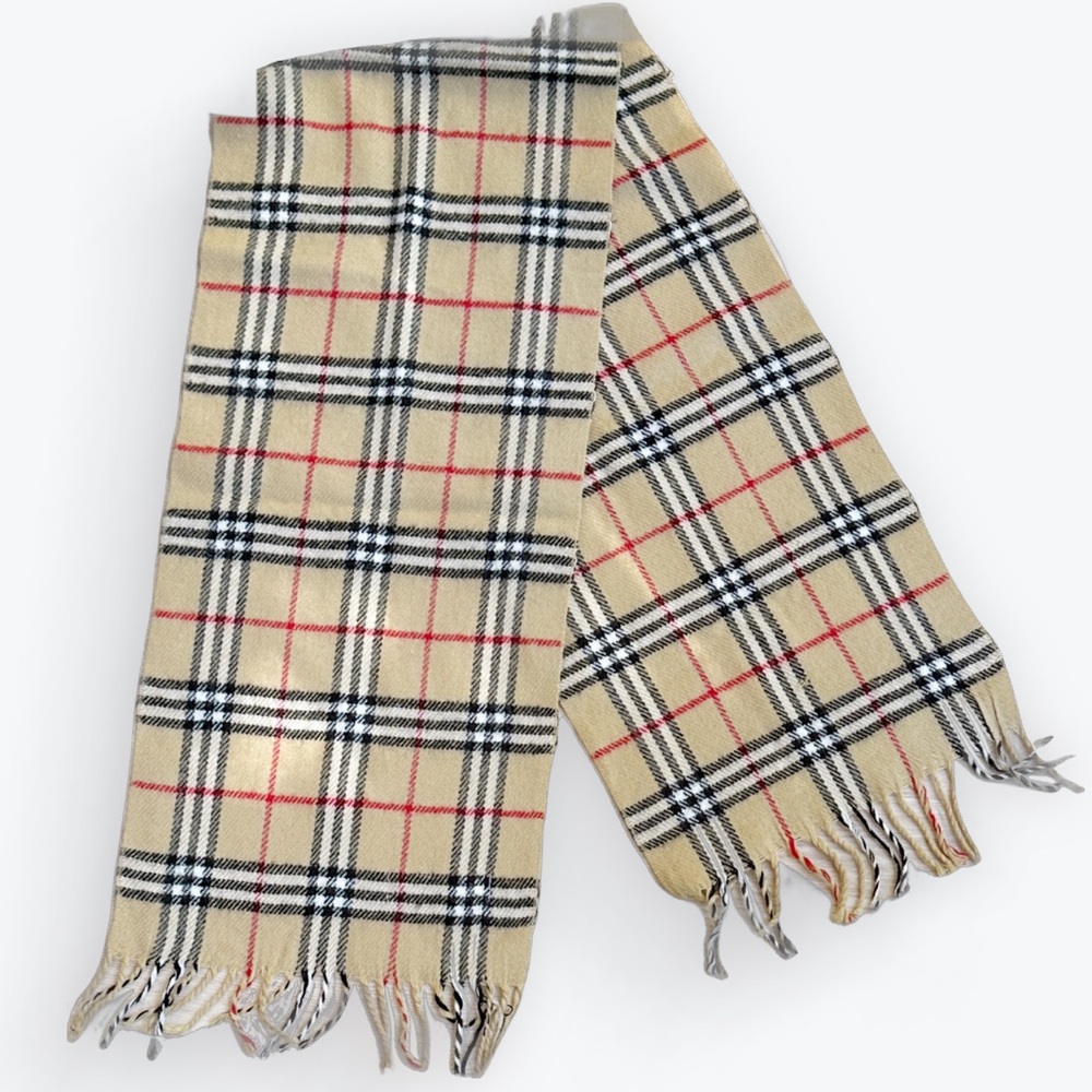 Cashmere Quiet Luxury New England Plaid Classic Vintage Neutral Scarf ~ Unisex